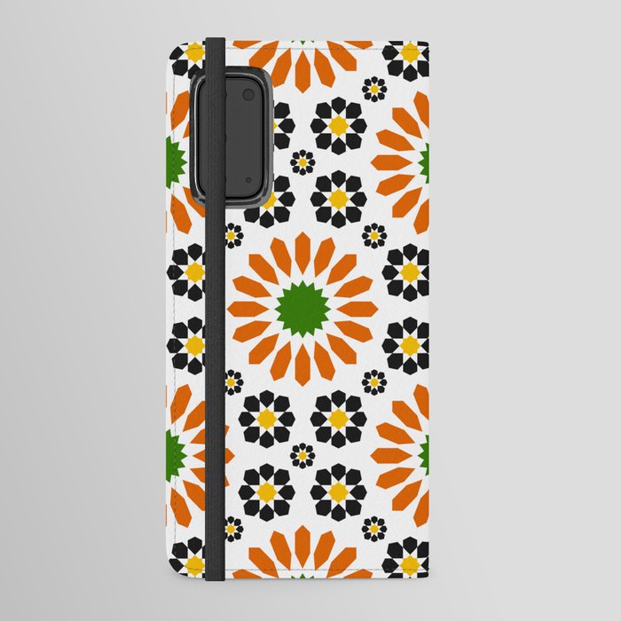 Orange and Black Moroccan Tiles Pattern Android Wallet Case