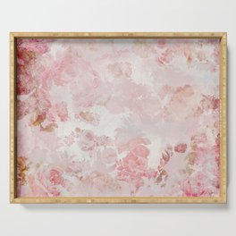 Vintage Floral Rose Roses painterly pattern in pink Serving Tray