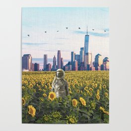Astronaut in the Field-New York City Skyline Poster