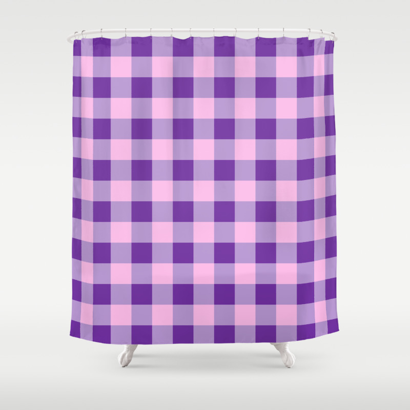 Purple And Pink Check Shower Curtain By Lovelylifestyle Society6