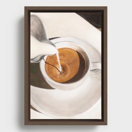 Morning Coffee Watercolor Painting Framed Canvas