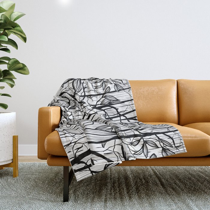 Forrest Line drawing  Throw Blanket