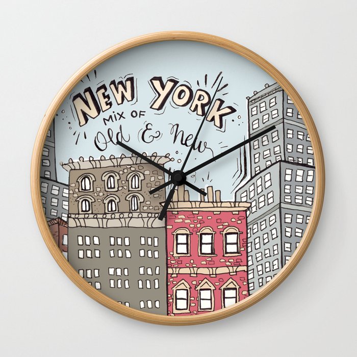 New York - Mix of old and new Wall Clock