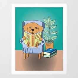 Dog Reading Art Print