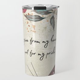 Pink and Cream Flowers and Butterflies I Give From My Heart Embodiment Affirmation Travel Mug