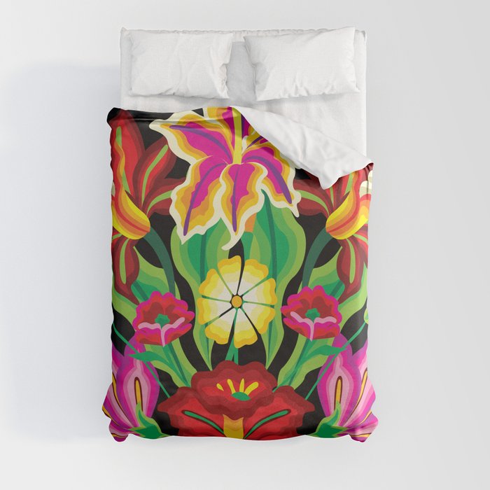 Mexican Exotic Flowers Duvet Cover