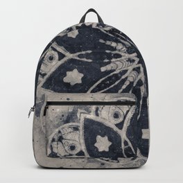 Mandala, Flower, Indigo Blue, Boho Art Backpack