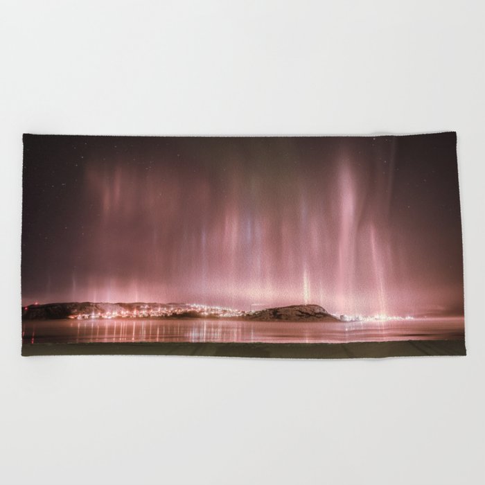 Kirkenes by night Beach Towel