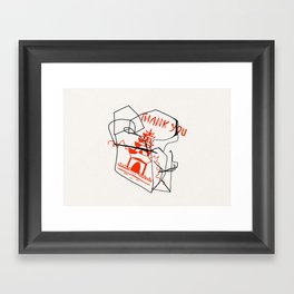 Chinese Food Takeout - Contour Line Drawing Framed Art Print