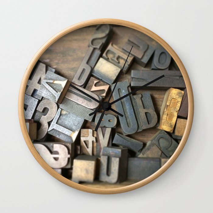 Vintage Wooden Letter Press Letters Wall Clock