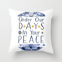 Order Our Days - Blue/Gold Throw Pillow