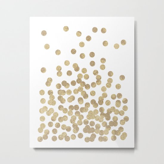 Gold Glitter Dots in scattered pattern Metal Print