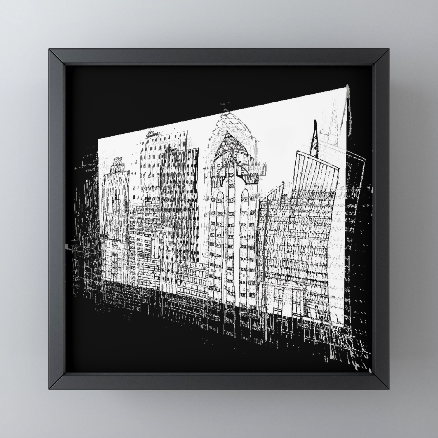 City 3d Digital Painted Sketch Framed Mini Art Print By