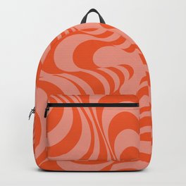 Abstract Groovy Retro Liquid Swirl Red Pattern Backpack