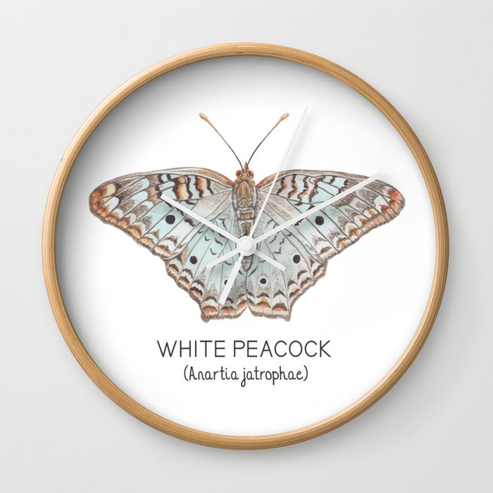 White Peacock Wall Clock
