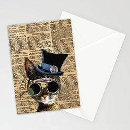 Clockwork Kitty Steampunk Cat Stationery Cards