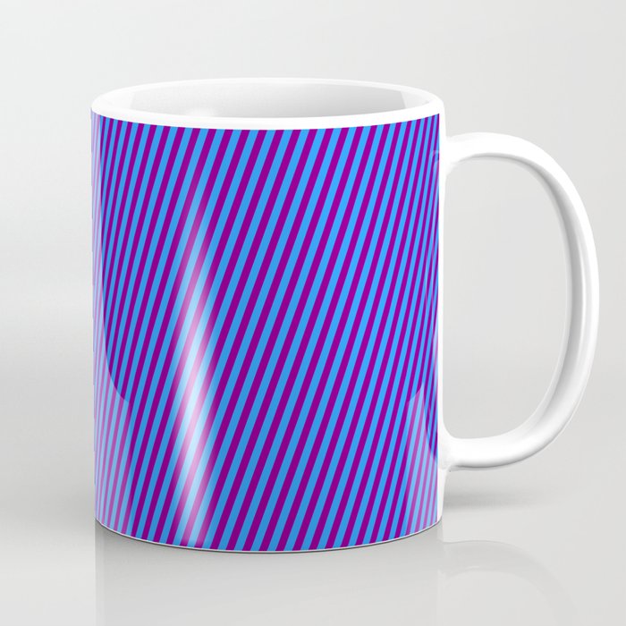 Purple & Blue Colored Striped/Lined Pattern Coffee Mug
