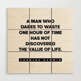 Charles Darwin Quote - Inspirational Quote - One Hour of Time - Typography Wood Wall Art