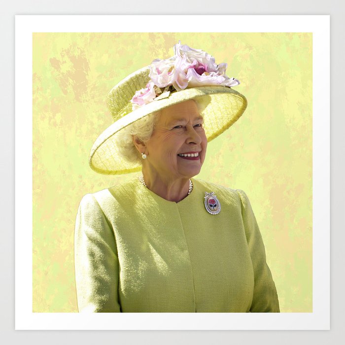 Queen Elizabeth II with Mottled Background Art Print