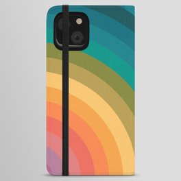 Overlapping Retro Rainbows Cool to Warm Colors iPhone Wallet Case