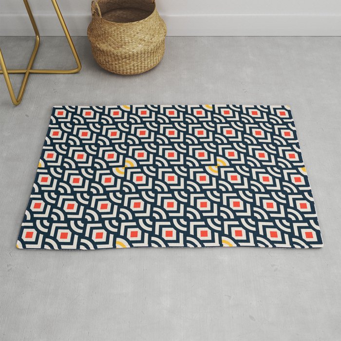 Round Pegs Square Navy Blue Rug By Silverpegasus Society6