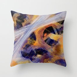Abstract painting, yellow and dark blue Throw Pillow