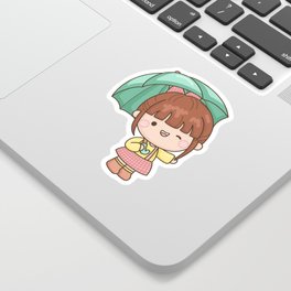 Girl Holding Umbrella Sticker