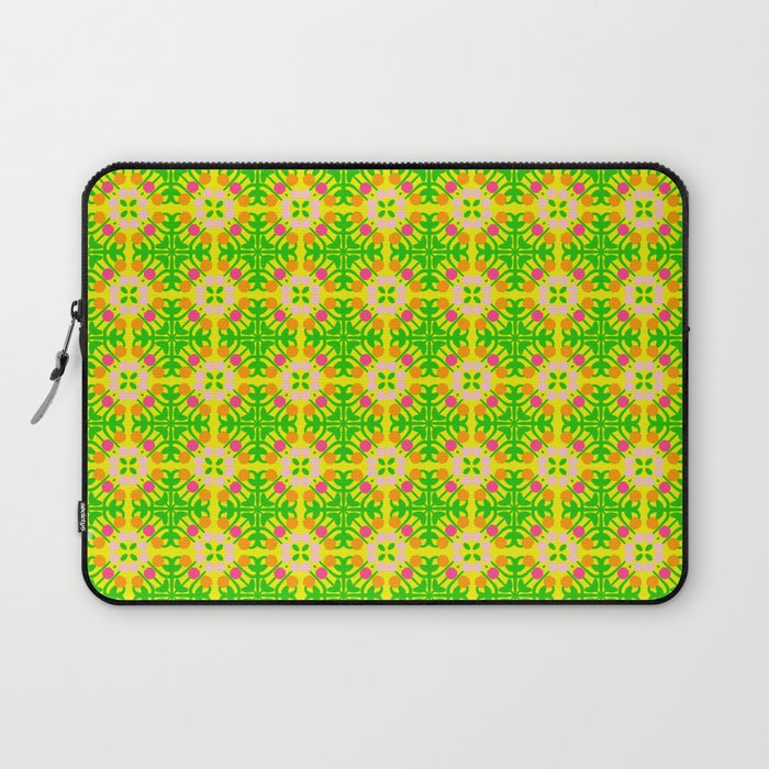 Cheerful Retro Mid-Century Modern Mini Tulip Time Pattern Yellow Laptop Sleeve