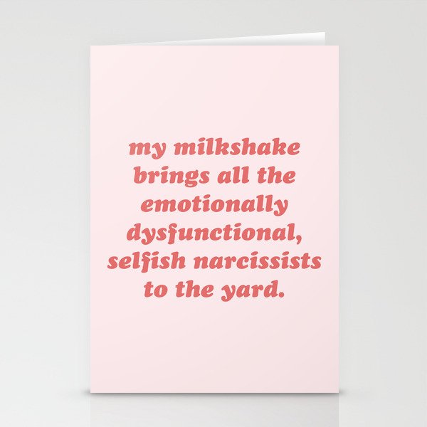My Milkshake Brings Narcissists Cynical Quote Stationery Cards