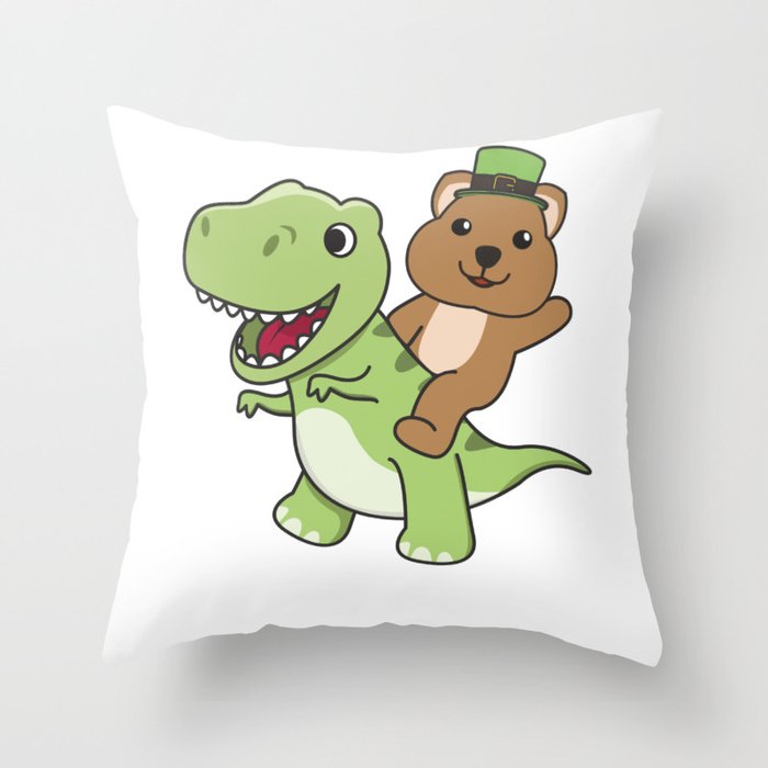 Quokka With T-rex St. Patrick's Day Ireland Throw Pillow