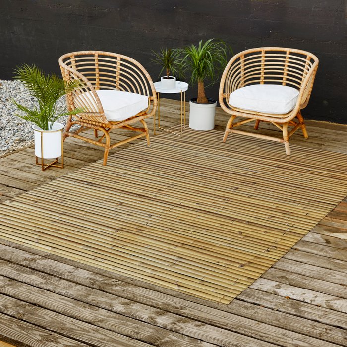 Imitation of A Bamboo Mat With Decorative Elements Outdoor Rug
