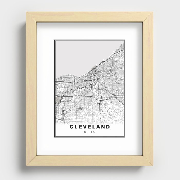 Cleveland Map Recessed Framed Print