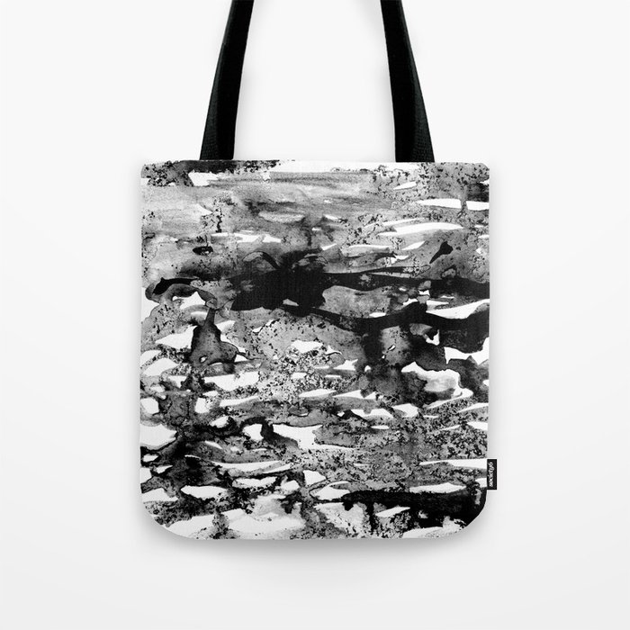 Dexa - black and white minimal abstract painting brushstrokes artwork modern home decor piece Tote Bag