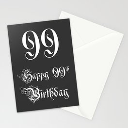 [ Thumbnail: Happy 99th Birthday - Fancy, Ornate, Intricate Look Stationery Cards ]
