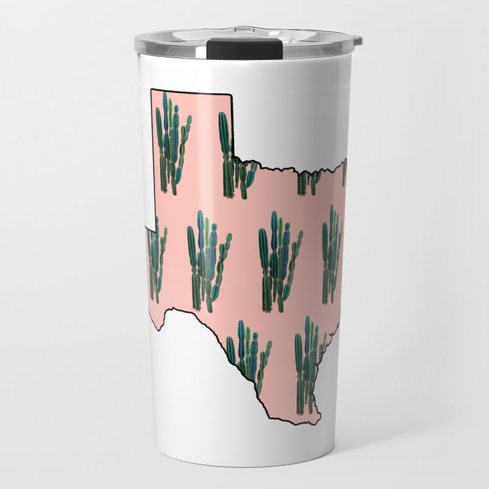 Pink Cactus Texas Travel Mug