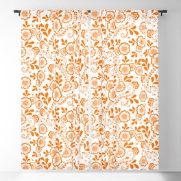 Orange Eastern Floral Pattern Blackout Curtain