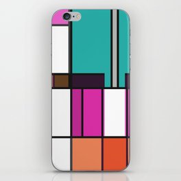 Manic Mondrian Pink Teal Retro Color Composition iPhone Skin