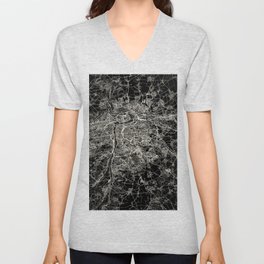 Prague, Czech Republic City Map - Black and White V Neck T Shirt