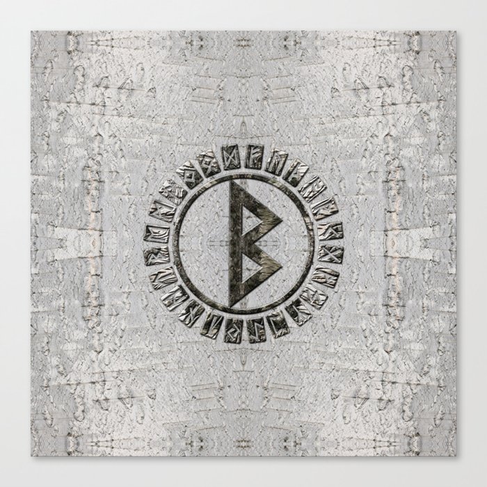 Berkana Rune and Alphabet on Birch Canvas Print