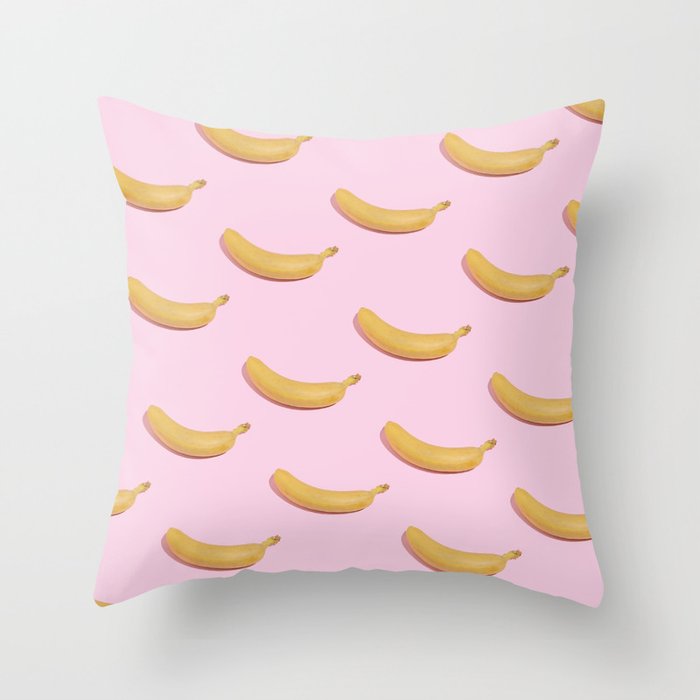 Healthy yellow banana pattern Throw Pillow
