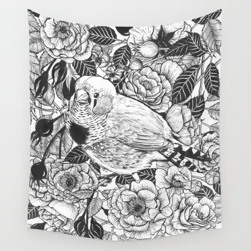 Zebra Finch And Rose Bush Ink Drawing Wall Tapestry By Katerinamitkova Society6 Magic hybrid tea bush rose. society6