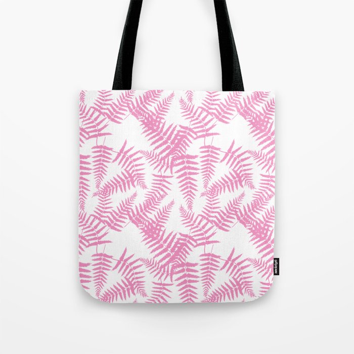 Pink Silhouette Fern Leaves Pattern Tote Bag