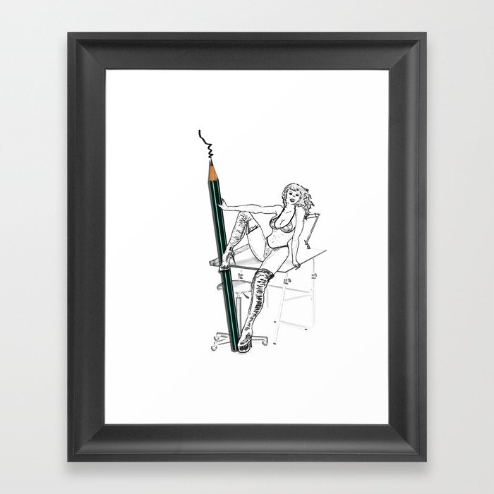 pencil girl Framed Art Print