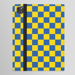 Azure Blue and Yellow Checkerboard Pattern 100% Commission Donated To IRC Read Bio iPad Folio Case