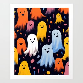 Abstract Spooky Ghosts #4 Art Print