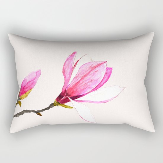 magnolia watercolor painting Rectangular Pillow