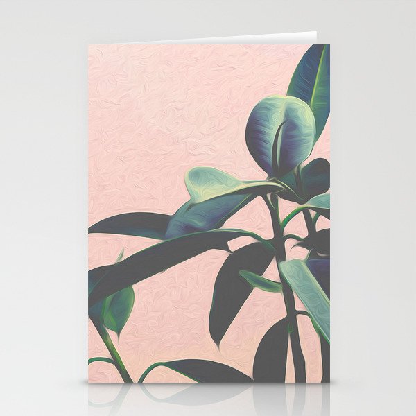Pink Tropical Leaves Stationery Cards