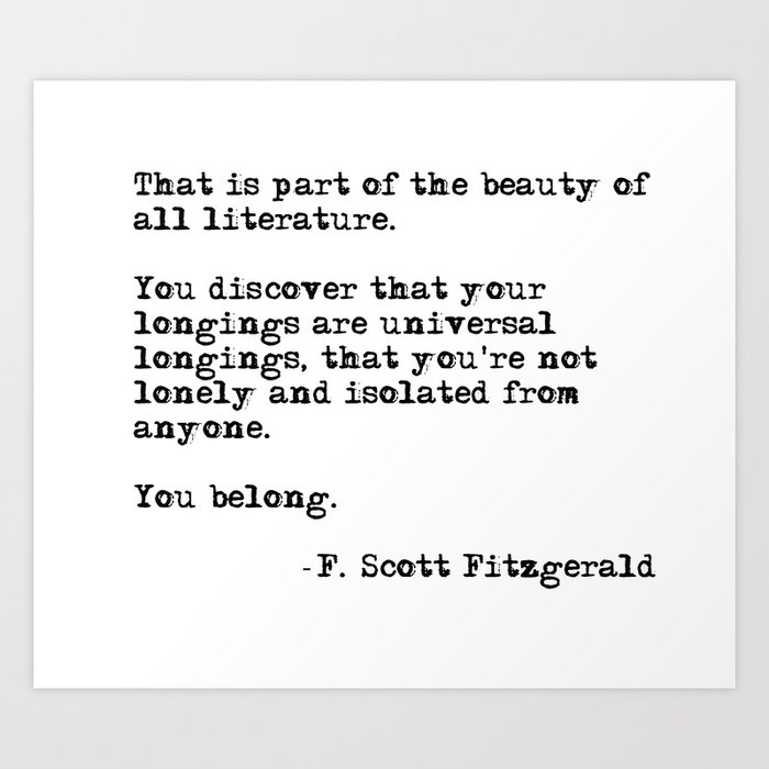 The beauty of all literature - F Scott Fitzgerald Art Print by quoteme ...