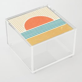 Sun Beach Stripes - Mid Century Modern Abstract Acrylic Box