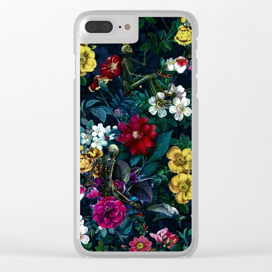 Flowers and Skeletons Clear iPhone Case